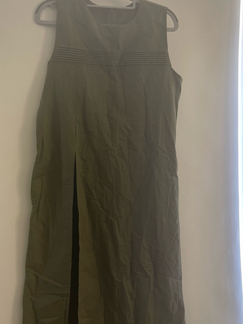 Sleeveless Olive Green Midi Dress